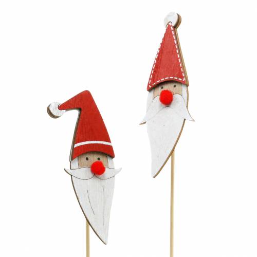 Floristik24 Spille in legno Babbo Natale con molla in metallo rosso, bianco, naturale 12 / 13cm L36 / 36,5cm 12 pezzi