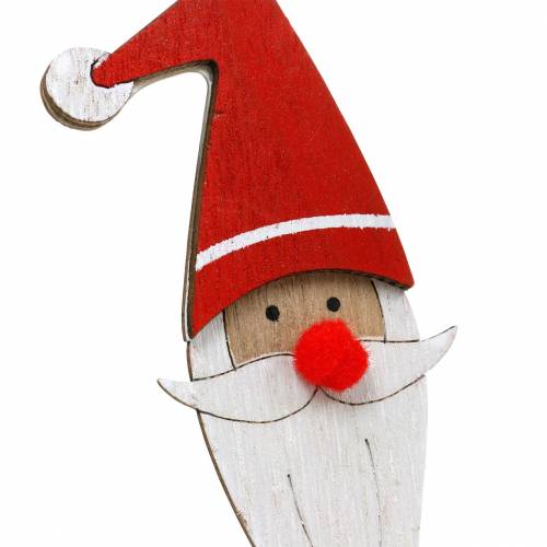 Prodotto Spille in legno Babbo Natale con molla in metallo rosso, bianco, naturale 12 / 13cm L36 / 36,5cm 12 pezzi