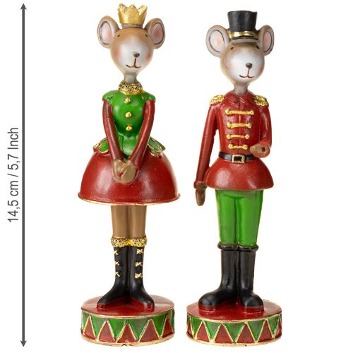 Prodotto Decorazioni natalizie a forma di topo 14,5 cm rosso-verde 2 pezzi