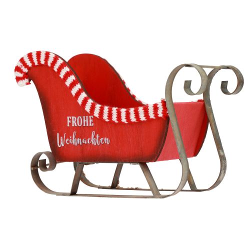 Floristik24 Slitta natalizia in legno metallo rosso Merry Christmas L26cm