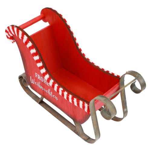 Floristik24 Slitta natalizia in legno metallo rosso Merry Christmas L26cm