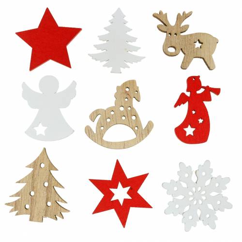 Floristik24 Decorazioni sparse Assortimento natalizio in legno 72 pz