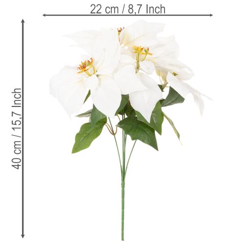 Stella di Natale artificiale, bianca, a fiore grande, pianta decorativa, 40 cm | Floristik24.it