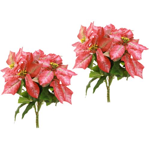 Prodotto Stella di Natale artificiale rosso rosa L35 cm 6 pezzi 2 mazzi