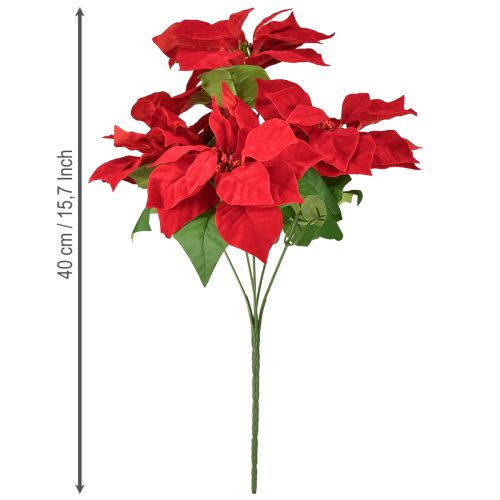 Prodotto Pianta artificiale Poinsettia rossa 5 fiori 40 cm