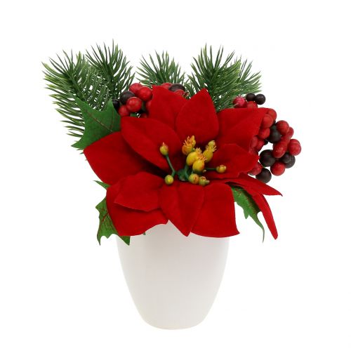 Floristik24 Stella di Natale in vaso rosso artificialmente H11cm