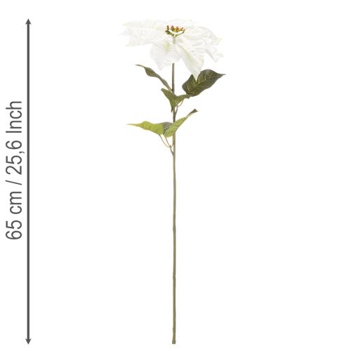 Stella di Natale artificiale bianca, grande ramo decorativo fiorito, 65 cm, 2 pezzi | Floristik24.it