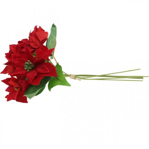 Prodotto Decorazione di fiori di seta rossa di stella di Natale artificiale 6 pezzi in un mazzo