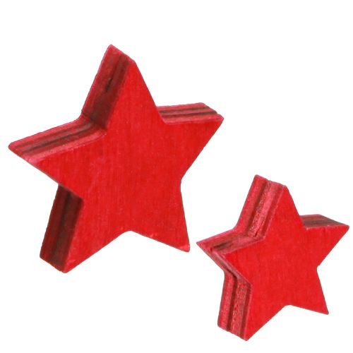 Floristik24 Decorazioni sparse Poinsettia in legno rosso Ø2,5–3,5 cm 36 pz