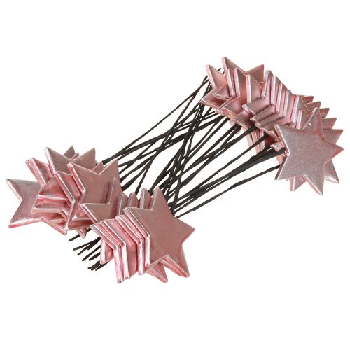 Prodotto Stelle di Natale su stecco rosa Ø7cm – 2a scelta – 24 pz