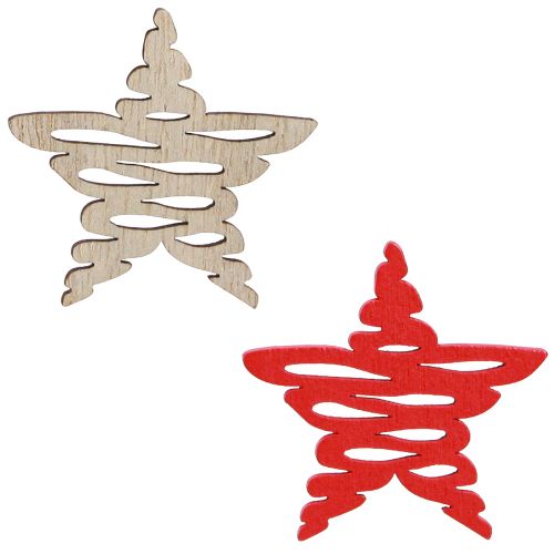 Floristik24 Stelle di Natale da spargere rosse, legno naturale 4 cm 72 pz