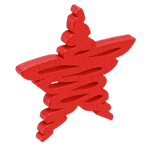 Prodotto Stelle di Natale da spargere rosse, legno naturale 4 cm 72 pz