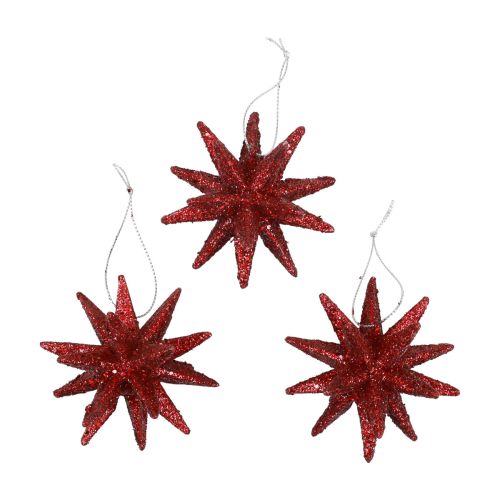 Floristik24 Stelle di Natale Decorazioni natalizie glitter rosse Ø7cm 6 pz