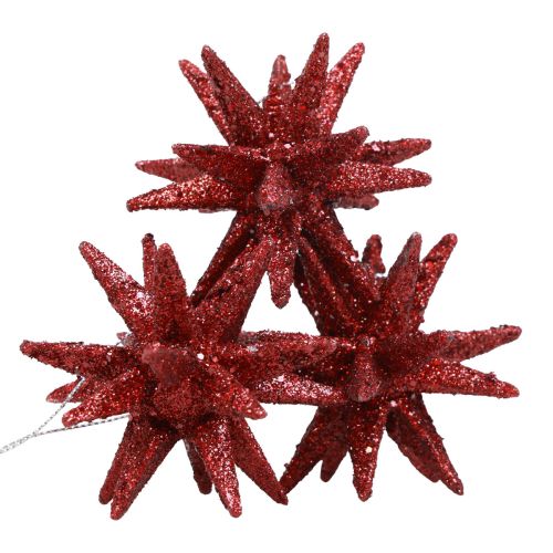 Floristik24 Stelle di Natale Decorazioni natalizie glitter rosse Ø7cm 6 pz
