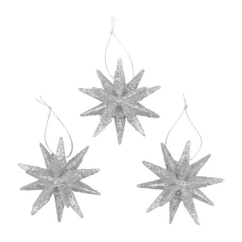 Floristik24 Stelle di Natale Decorazioni natalizie glitter argento Ø7cm 6pz