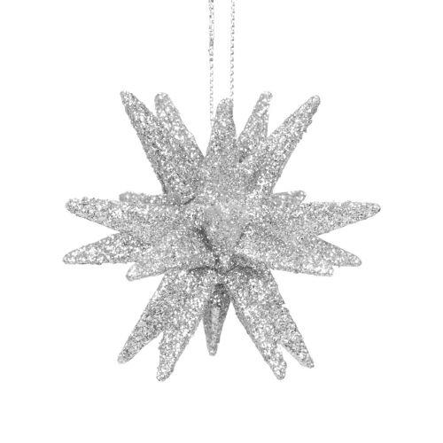 Prodotto Stelle di Natale Decorazioni natalizie glitter argento Ø7cm 6 pz