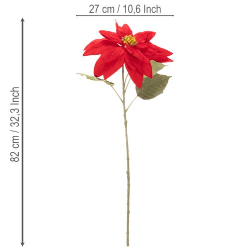 Decorazione con stella di Natale artificiale rossa a stelo singolo, 82 cm | Floristik24.it