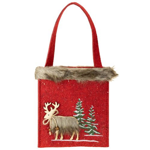 Prodotto Borsa natalizia rossa con pelliccia 15,5 cm x 18 cm 3 pz