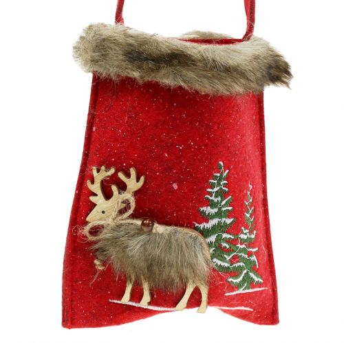 Prodotto Borsa natalizia rossa con pelliccia 15,5 cm x 18 cm 3 pz