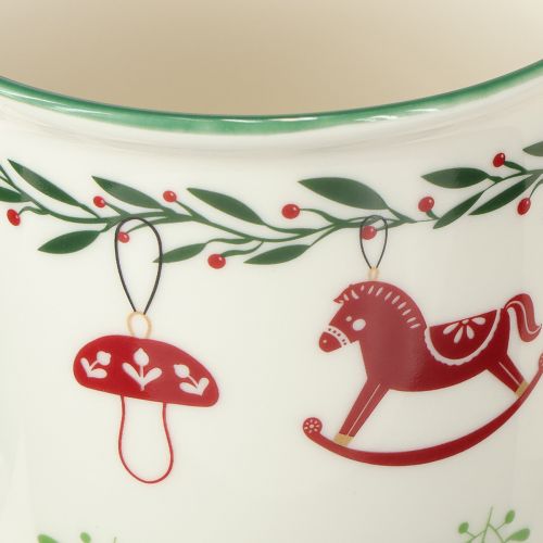 Prodotto Tazza natalizia in ceramica rosso verde crema H9cm 2 pezzi