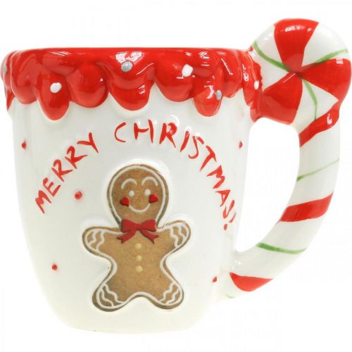 Prodotto Coppa natalizia Merry Christmas in ceramica bianca H10,5cm