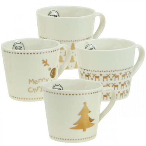 Floristik24 Tazze natalizie tazze in ceramica color crema H9cm 4pz
