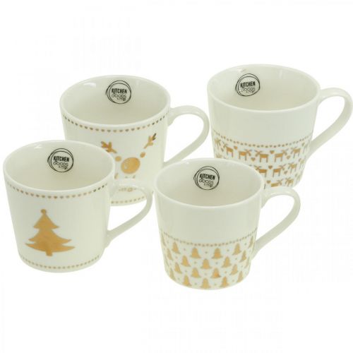 Floristik24 Tazze natalizie tazze in ceramica color crema H9cm 4pz