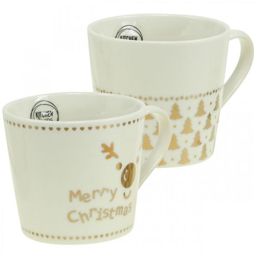 Floristik24 Tazze natalizie tazze in ceramica color crema H9cm 4pz