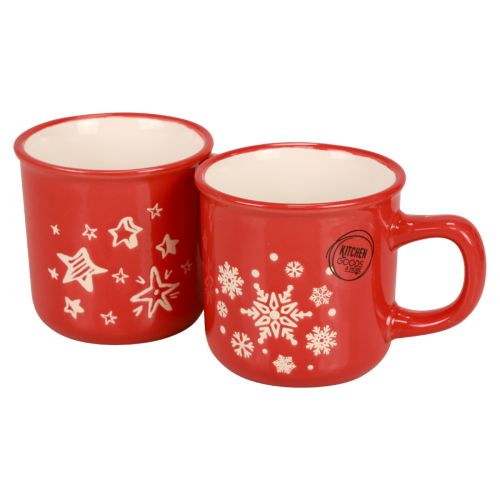 Floristik24 Tazze natalizie tazza tazza in ceramica rossa H9cm 2 pezzi
