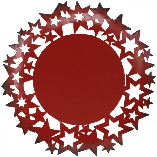 Prodotto Piatto natalizio piatto decorativo in metallo con stelle rosse Ø34cm
