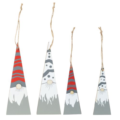 Gnomi natalizi in legno da appendere grigio rosso 15/19,5cm 8 pezzi