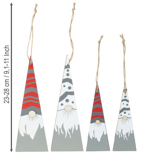 Floristik24 Gnomi natalizi in legno da appendere grigio rosso 15/19,5cm 8 pezzi