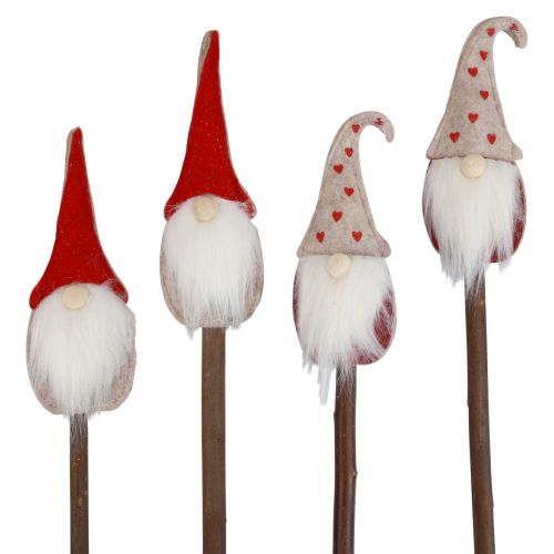 Floristik24 Gnomo natalizio Gnomo da giardino con paletto 48,5/50 cm 4 pz