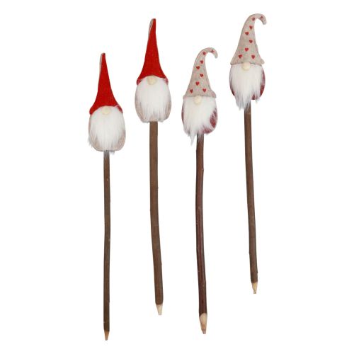 Floristik24 Gnomo natalizio Gnomo da giardino con paletto 48,5/50 cm 4 pz