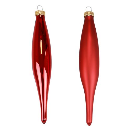 Prodotto Cono natalizio in vetro cono in vetro rosso lucido/opaco 15cm 6pz