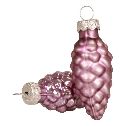 Floristik24 Coni natalizi in vetro coni in vetro viola Natale 6,5 cm 10 pz