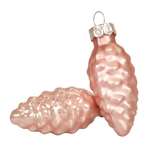 Floristik24 Cono di Natale in vetro Cono di vetro rosa Natale 6,5 cm 10p