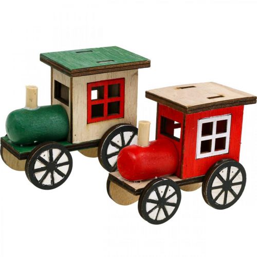 Prodotto Decorazione ferroviaria del treno di Natale locomotiva in legno H7,5 cm 4 pezzi