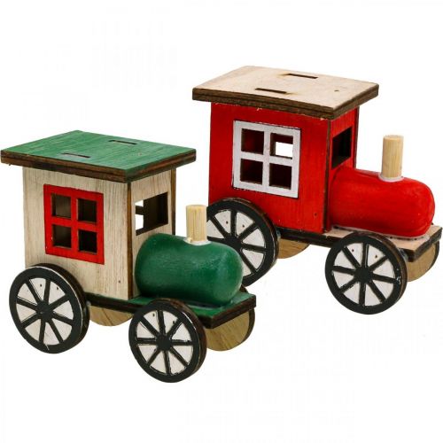 Prodotto Decorazione ferroviaria del treno di Natale locomotiva in legno H7,5 cm 4 pezzi