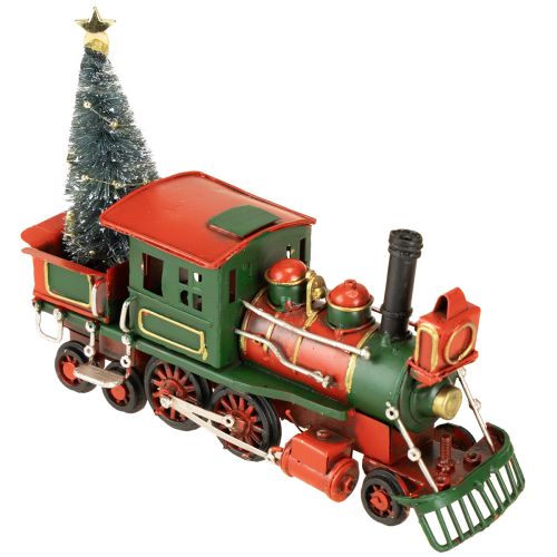 Floristik24 Treno di Natale in metallo rosso con locomotiva decorativa e albero di Natale da 20 cm