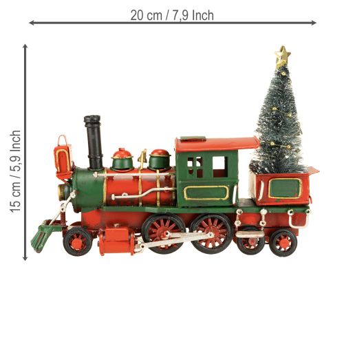 Prodotto Treno di Natale in metallo rosso con locomotiva decorativa e albero di Natale da 20 cm