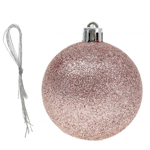 Floristik24 Palla di Natale plastica rosa mix Ø6cm 10p