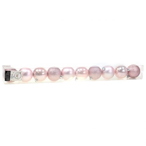 Floristik24 Palla di Natale plastica rosa mix Ø6cm 10p