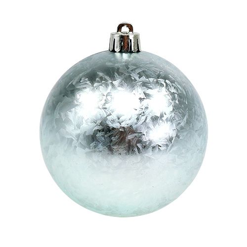 Palla di Natale in plastica Ø8cm blu ghiaccio 3 pezzi
