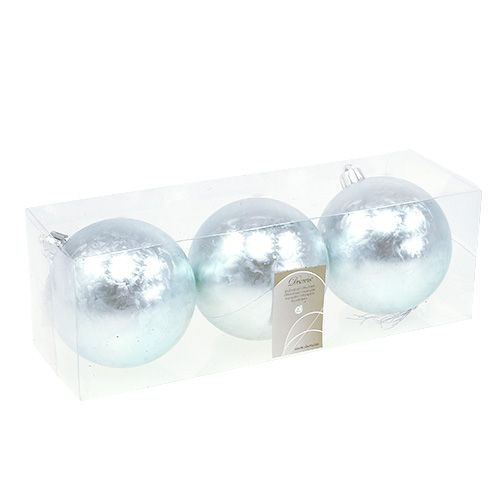 Floristik24 Palla di Natale in plastica Ø8cm blu ghiaccio 3 pezzi