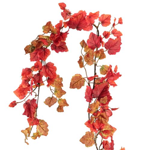 Ghirlanda di foglie di vite artificiali, decorazione autunnale rossa 200 cm