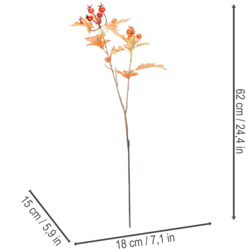 Ramo artificiale di biancospino con foglie e bacche, 62 cm | Floristik24.it