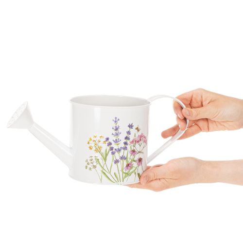 Annaffiatoio in metallo bianco con motivo floreale, 13,5 cm, vaso decorativo | Floristik24.it