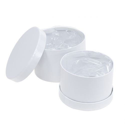 Floristik24 Fioriera Fioriera bianca tonda Ø14cm - Ø16cm 2pz