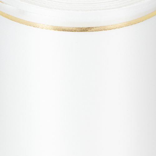Prodotto Nastro bianco per ghirlanda con bordo dorato per stampa digitale, nastro di raso, impermeabile, 25 m x 125 mm